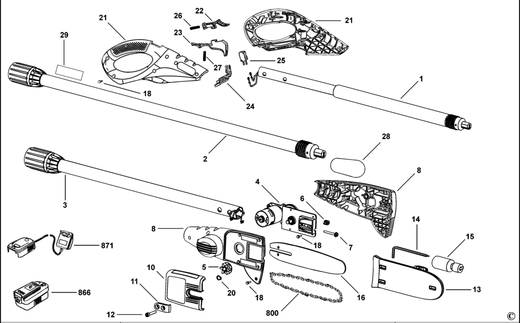 Black & Decker GPC1800 Type H1 Pruner Spare Parts