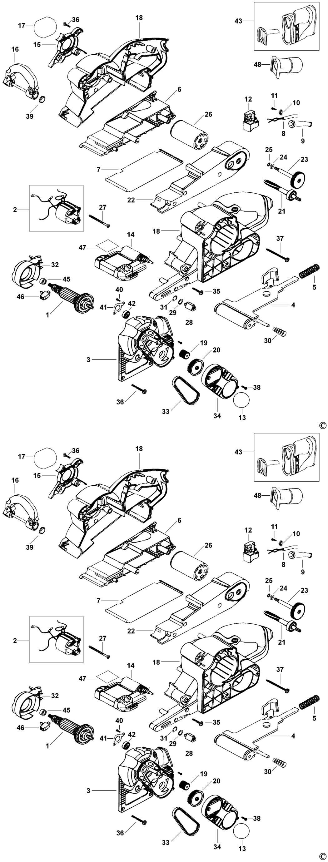 Black & Decker KA3000 Type 1 Belt Sander Spare Parts