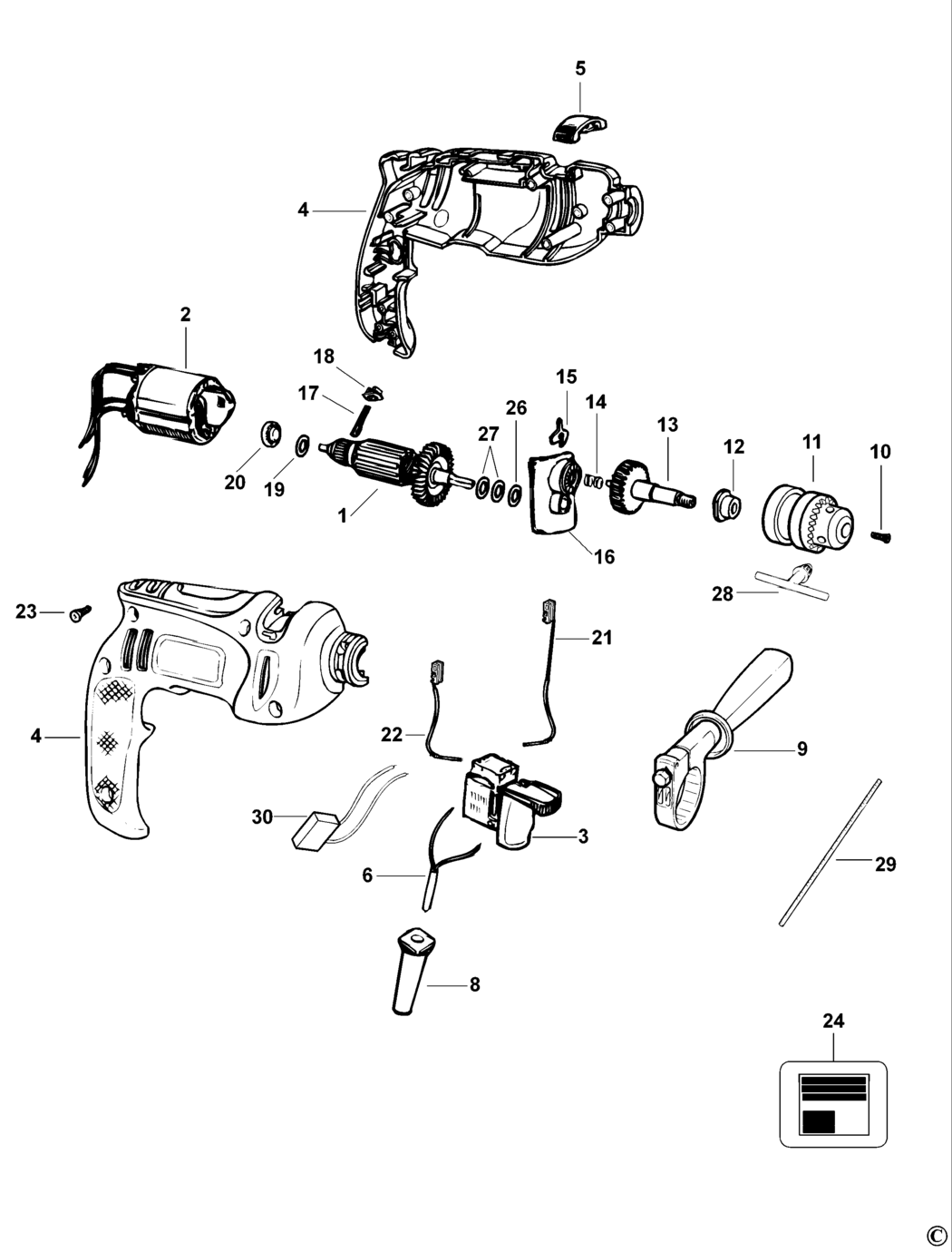 Black & Decker KR400RE Type 4 Drill Spare Parts