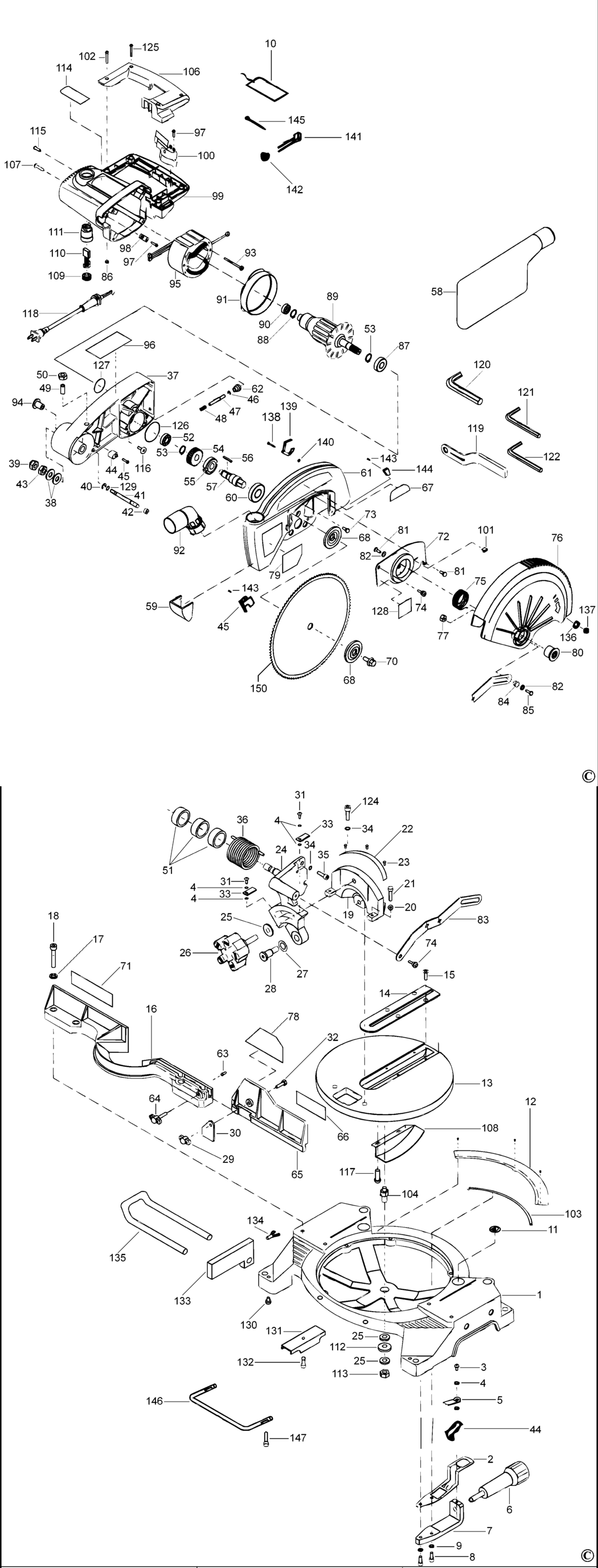 Black & Decker XTS100 Type 1 Mitre Saw Spare Parts