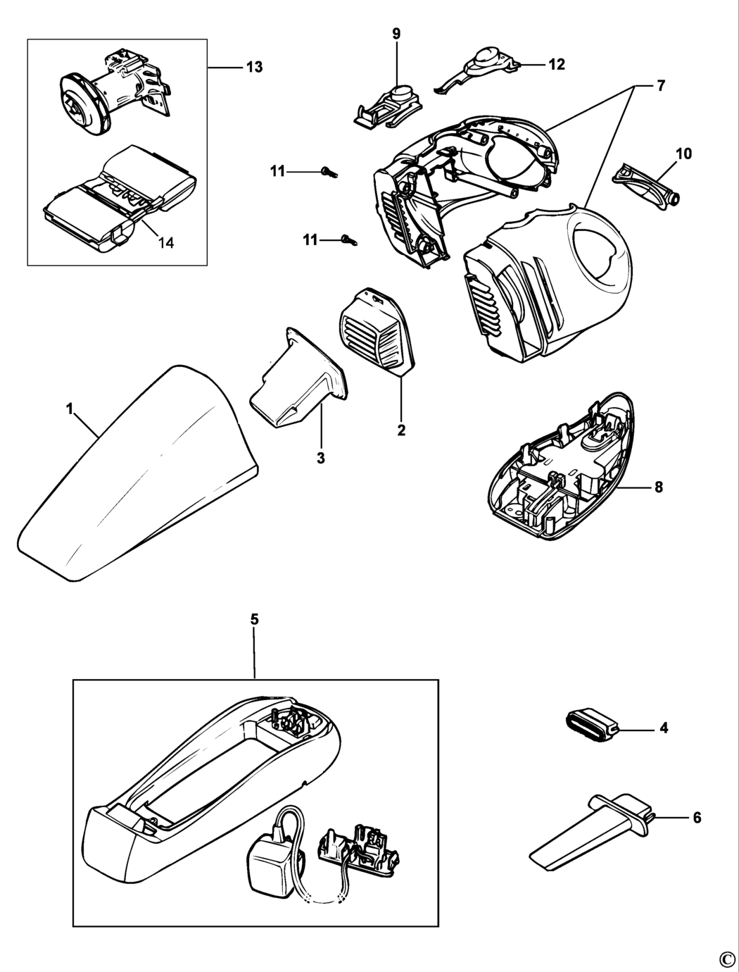 Black & Decker WV6015 Type H1 Dustbuster Spare Parts