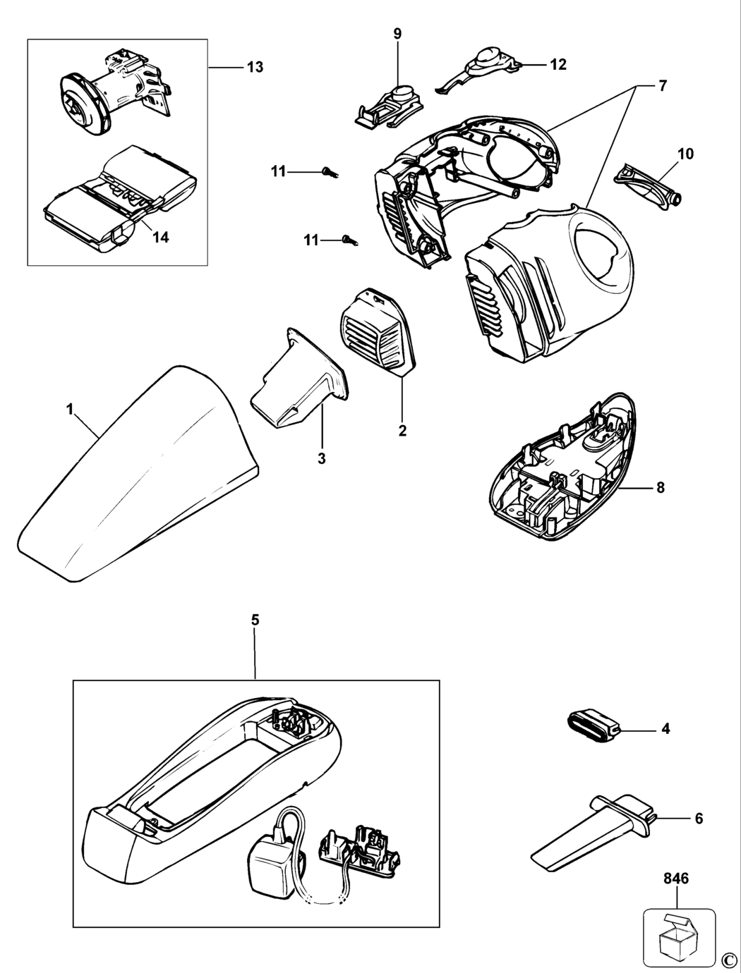 Black & Decker WV7215 Type H1 Dustbuster Spare Parts