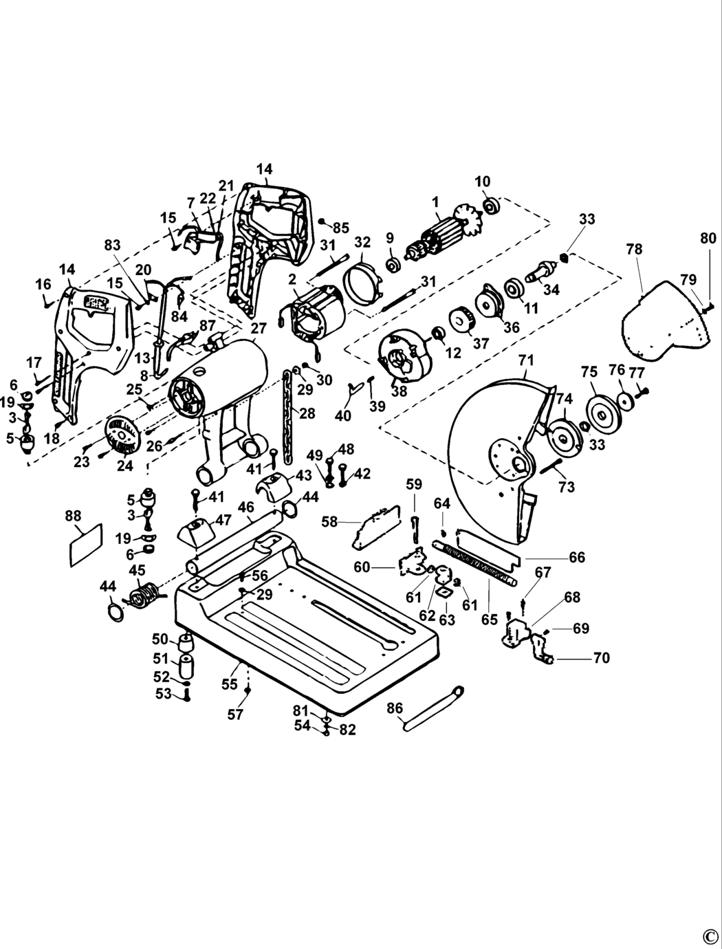 Black & Decker 3935 Type 1 Chop Saw Spare Parts