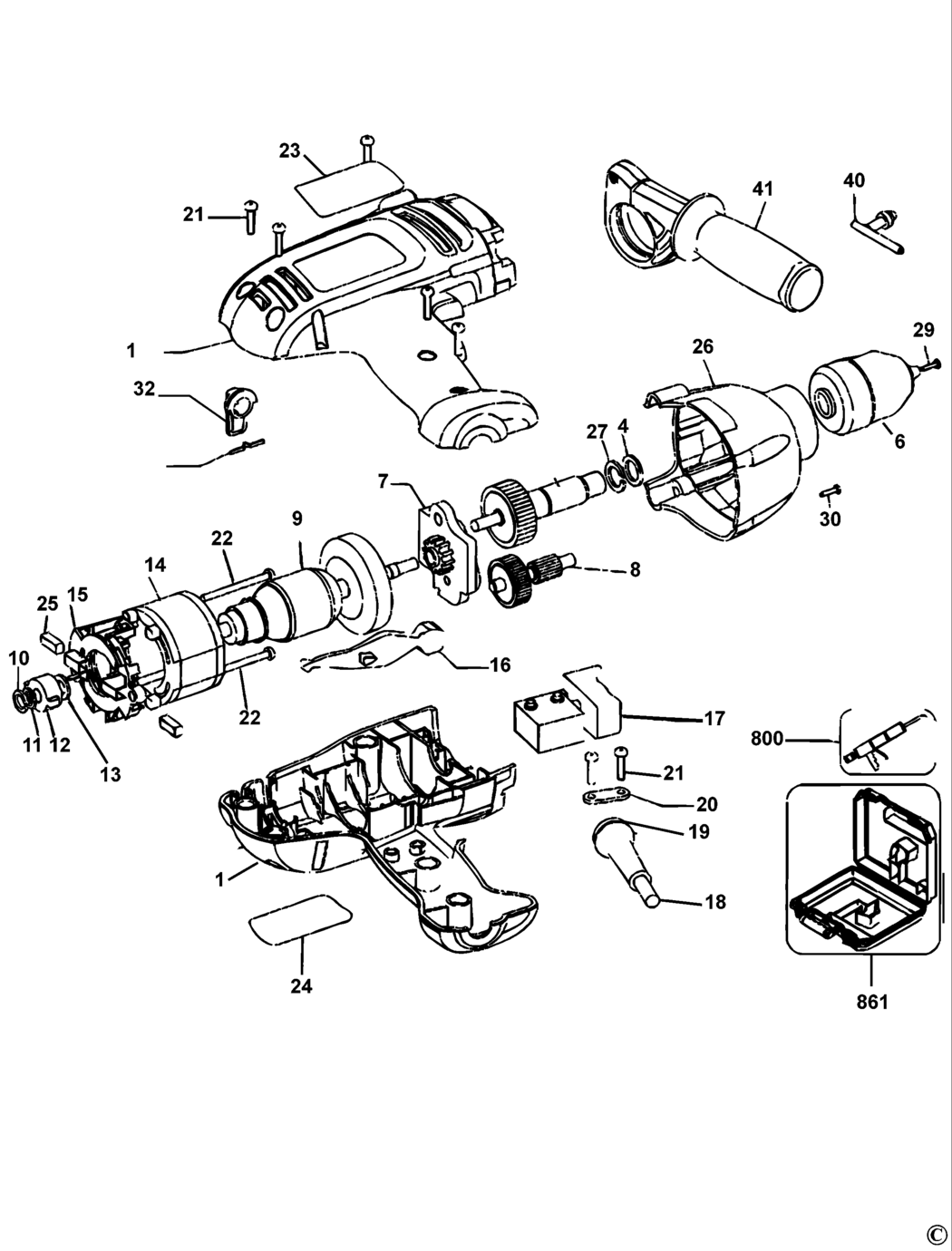 Black & Decker DR600 Type 1 Hammer Drill Spare Parts