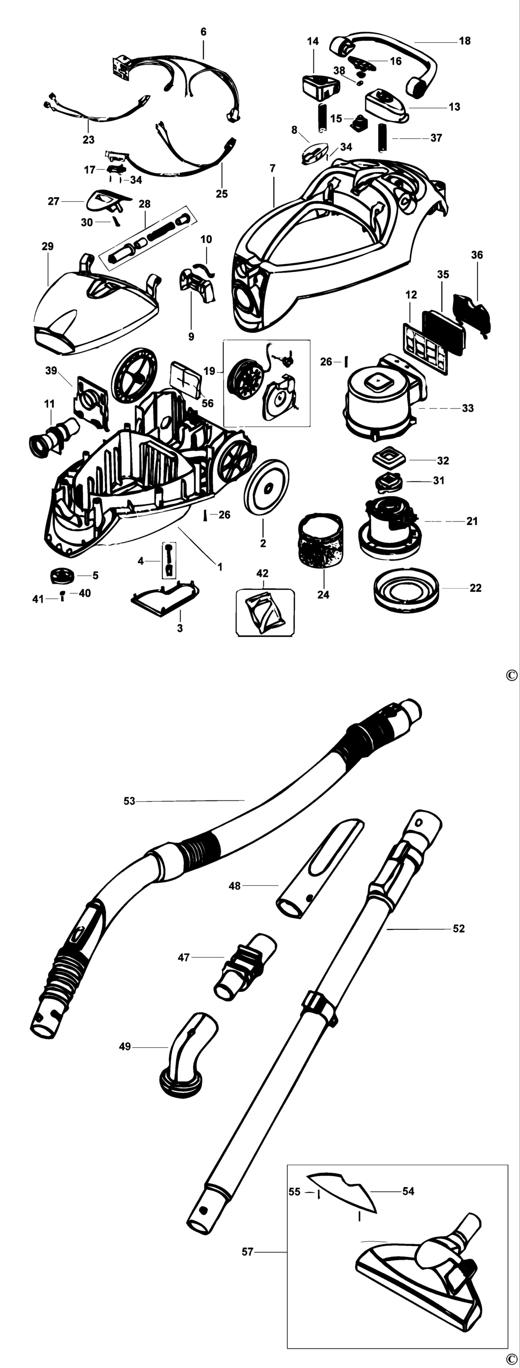 Black & Decker VM725 Type 1 Vacuum Cleaner Spare Parts