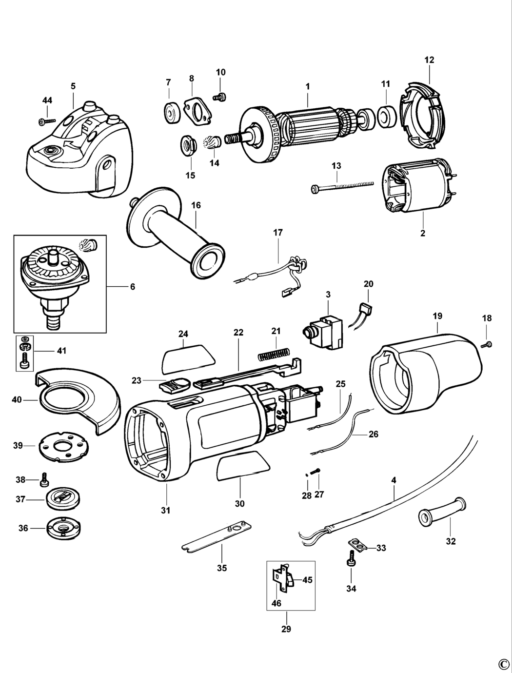 Black & Decker FG005 Type 1 Angle Grinder Spare Parts