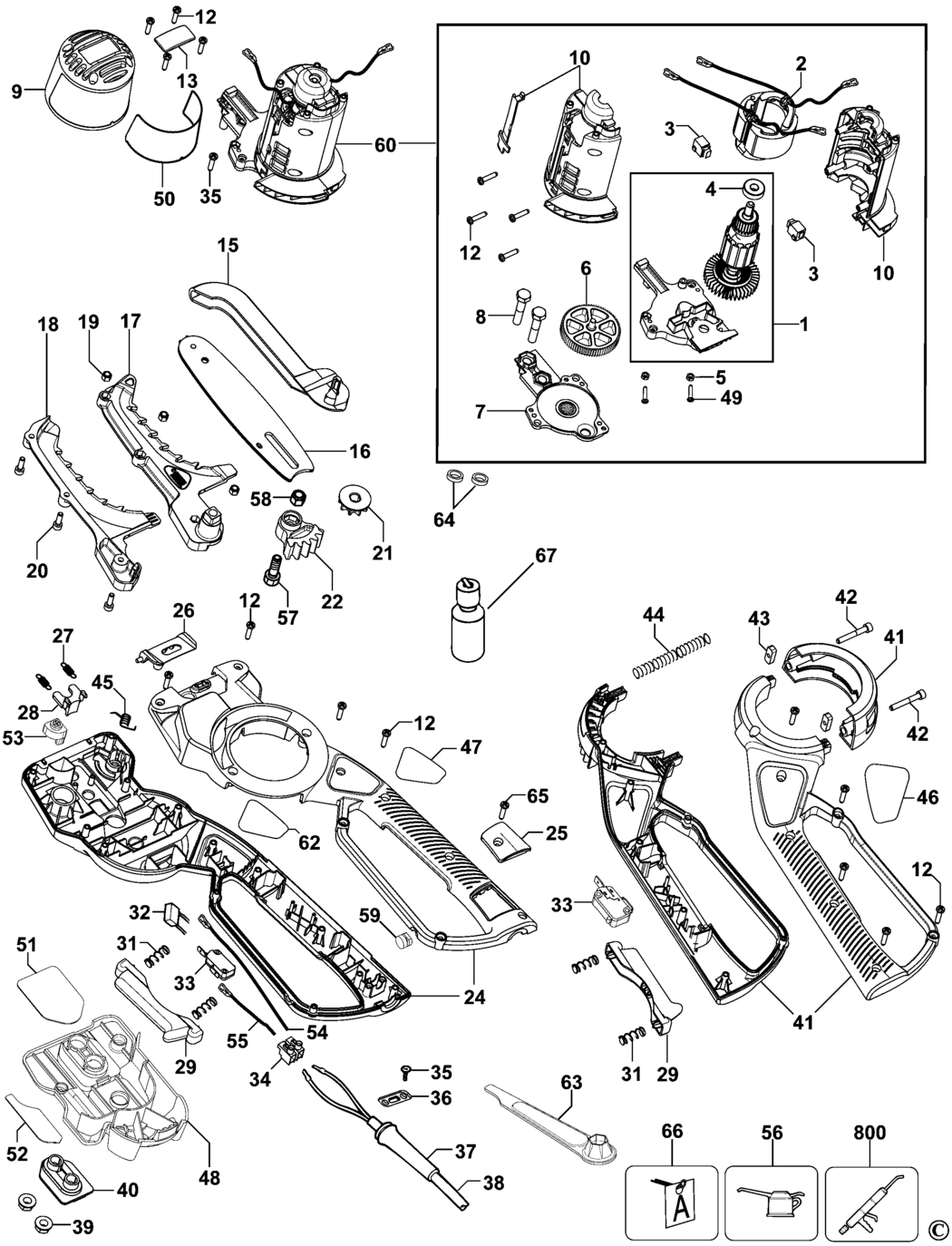 Black & Decker GK1050 Type 1 Powered Lopper Spare Parts