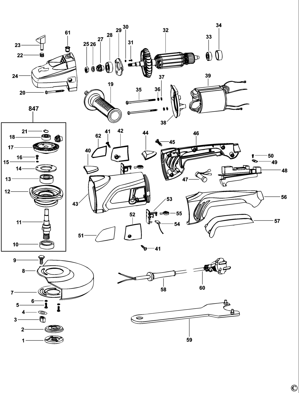 Black & Decker AST20XC Type 1 Angle Grinder Spare Parts