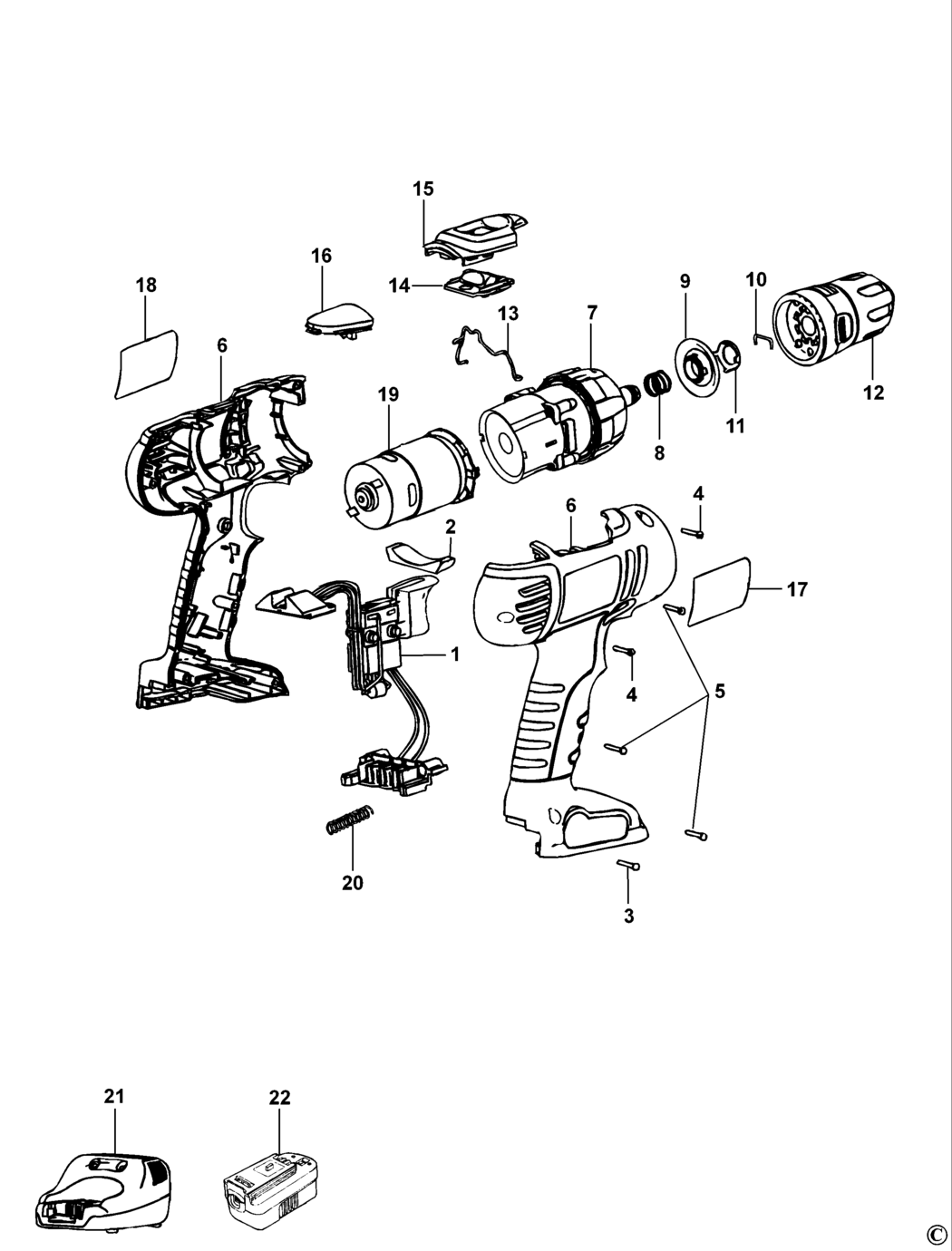 Black & Decker HP126F Type 2 Cordless Drill Spare Parts