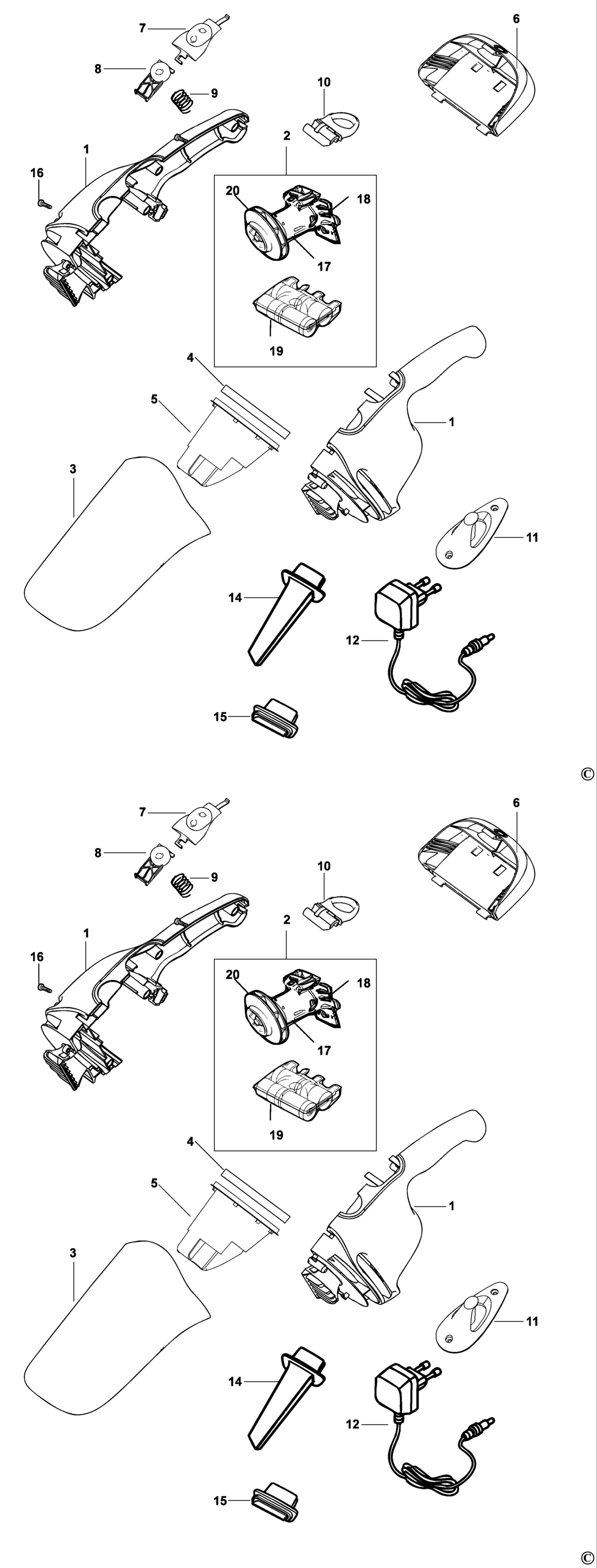 Black & Decker CHV7250 Type 1 Dustbuster Spare Parts