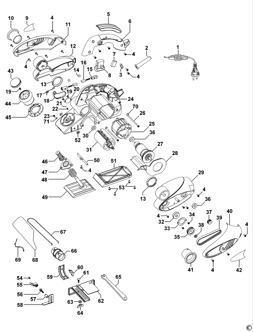 Black & Decker KW82 Type 1 Planer Spare Parts