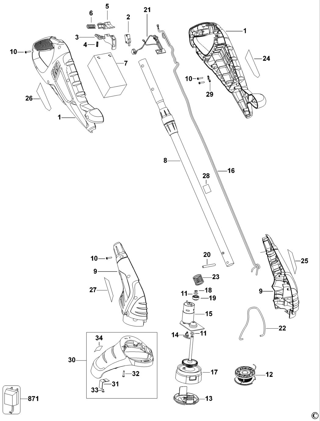 Black & Decker GLC14 Type H1 Cordless String Trimmer Spare Parts