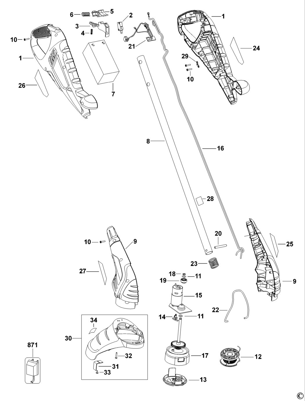 Black & Decker GLC13 Type H1 Cordless String Trimmer Spare Parts