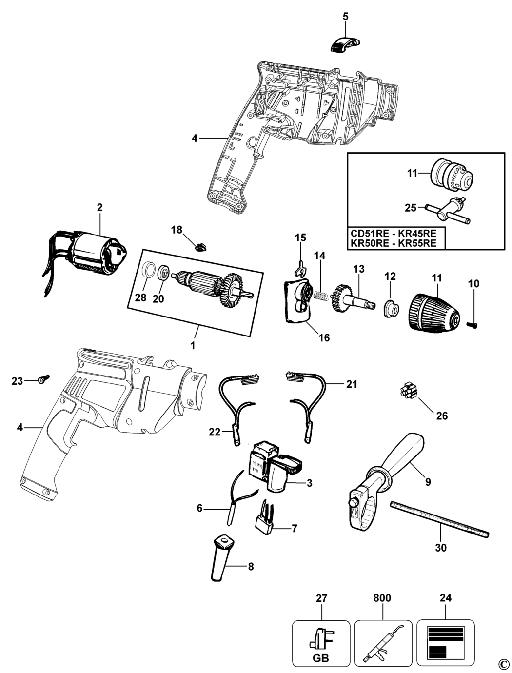 Black & Decker AST1XC Type 6 Drill Spare Parts