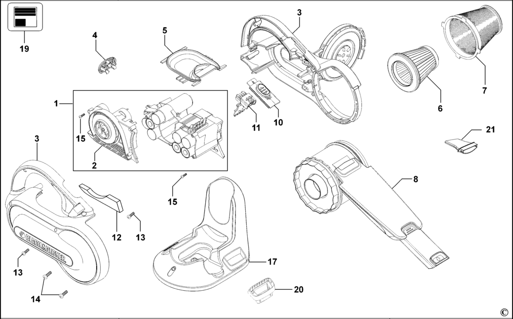 Black & Decker PV1405 Type H1 Dustbuster Spare Parts