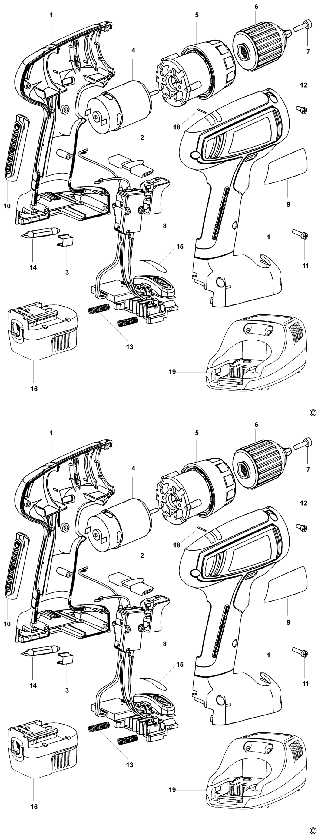 Black & Decker SX3300 Type 1 C'less Drill/driver Spare Parts