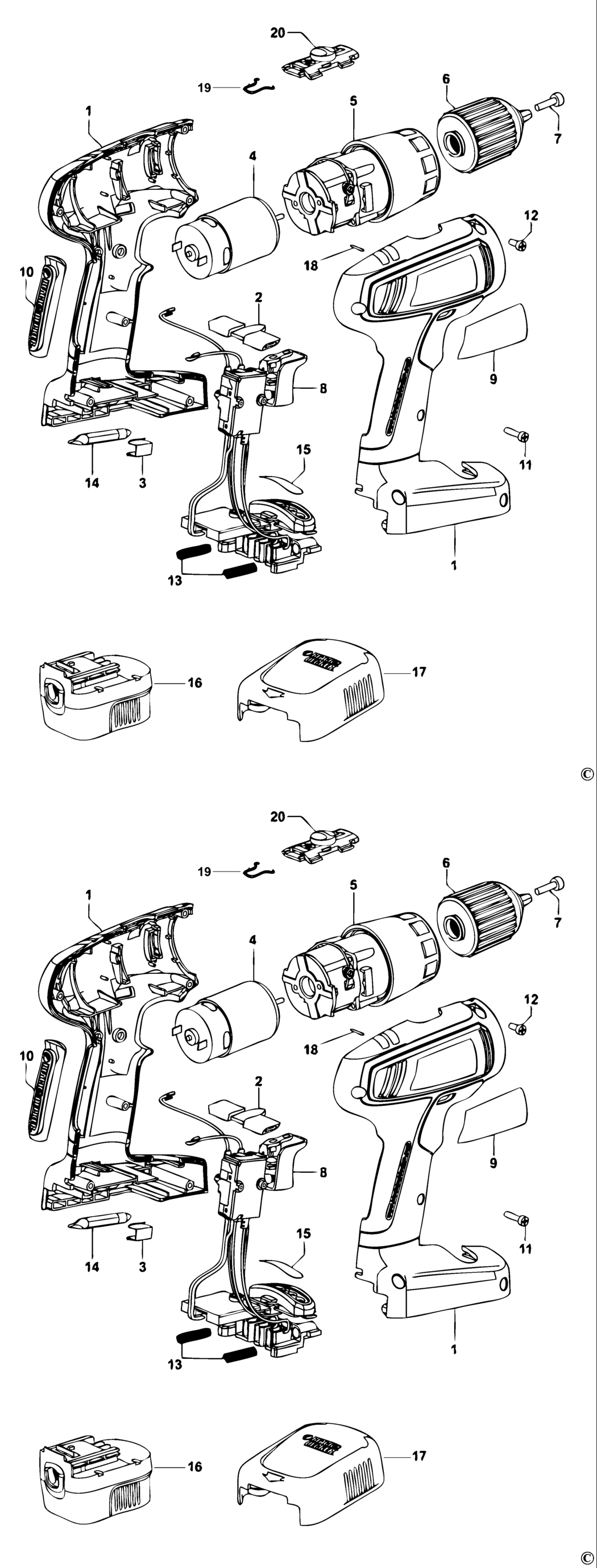 Black & Decker SX3500 Type 1 Cordless Drill Spare Parts