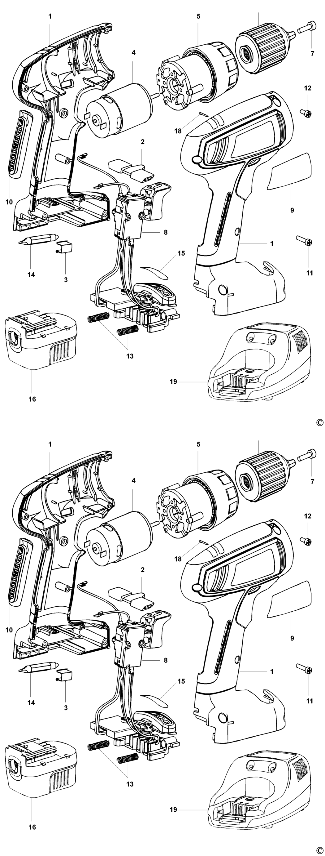 Black & Decker SX4300 Type 1 C'less Drill/driver Spare Parts