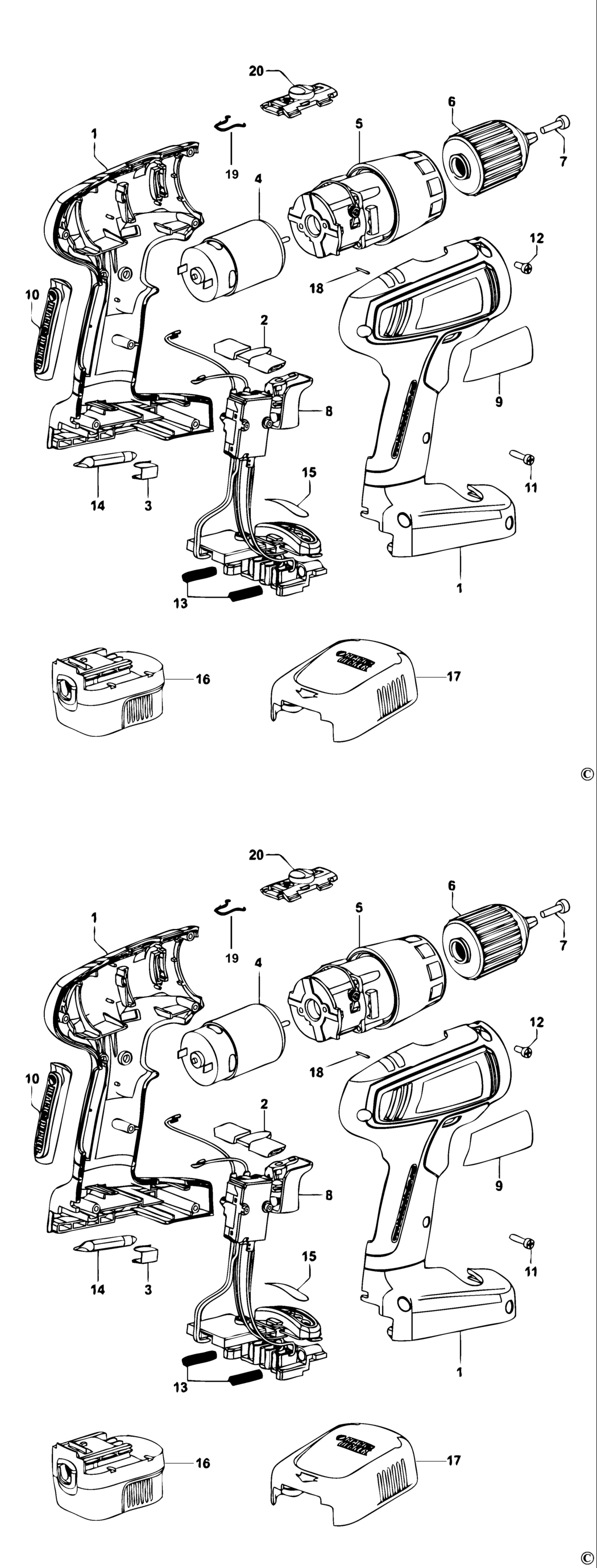 Black & Decker SX4500 Type 1 Cordless Drill Spare Parts