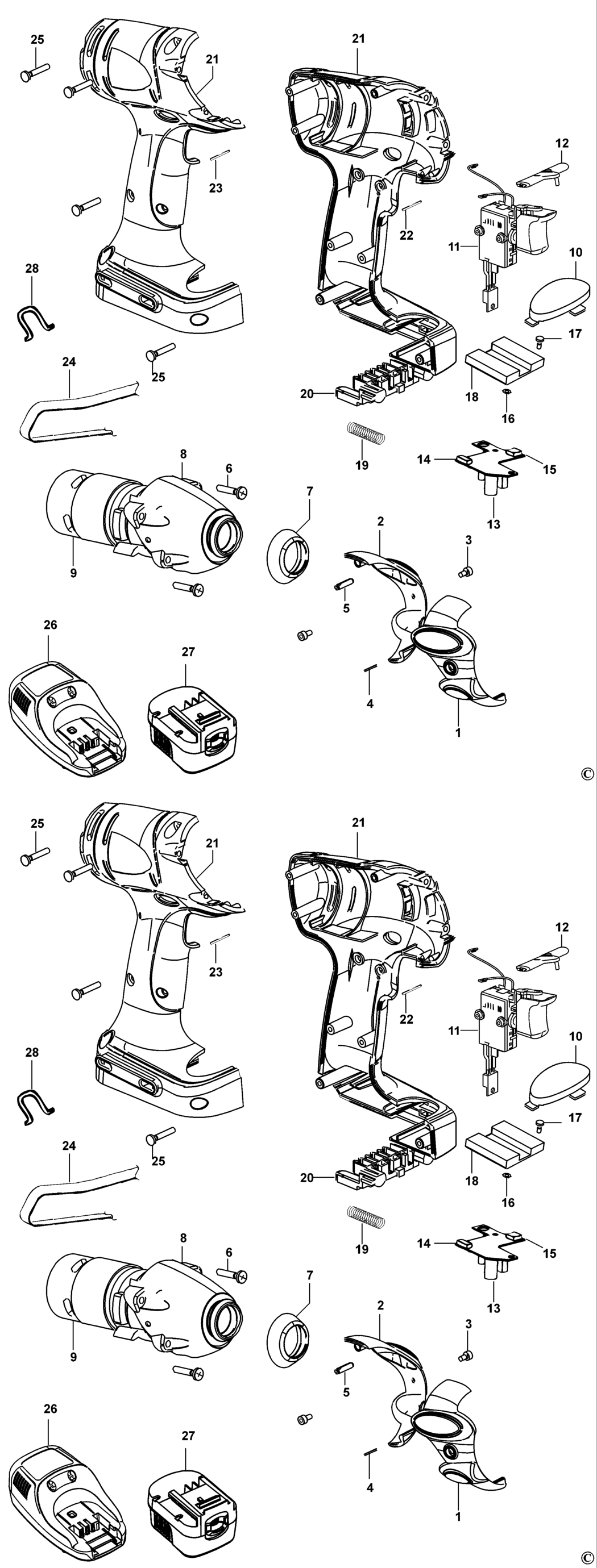 Black & Decker SX5000 Type 1 Impact Wrench Spare Parts