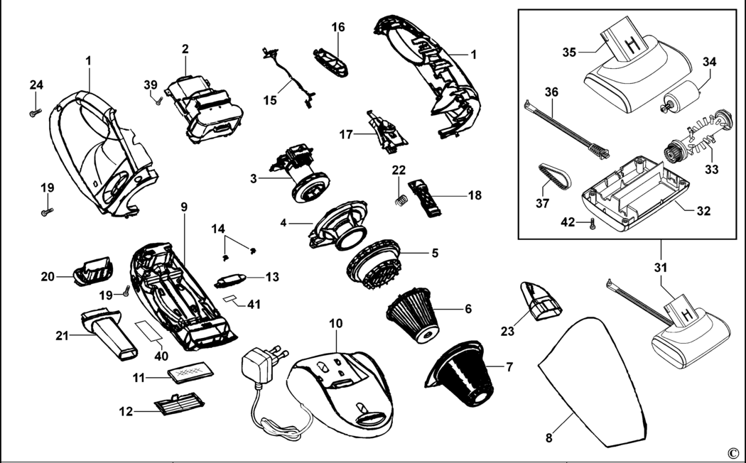 Black & Decker CV1205T Type H1 Dustbuster Spare Parts