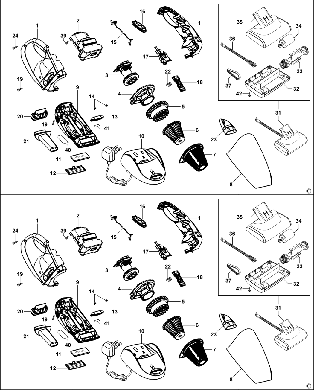 Black & Decker CV9605T Type H1 Dustbuster Spare Parts