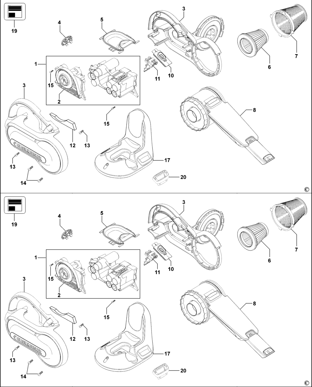 Black & Decker Z-PV1000R Type 1 Dustbuster Spare Parts