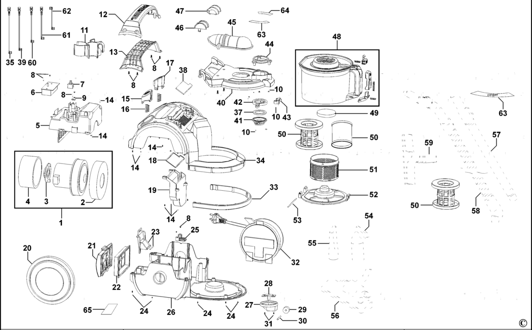 Black & Decker Z-VO1200 Type 1 Vacuum Cleaner Spare Parts