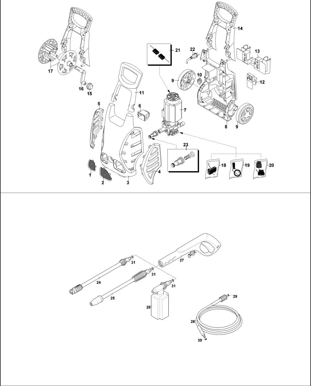 Black & Decker PW1700SPL Type 1 Pressure Washer Spare Parts