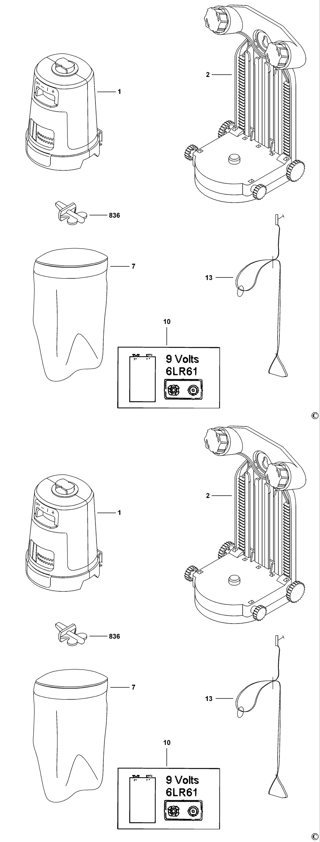 Black & Decker BDL310S Type 1 Laser Spare Parts