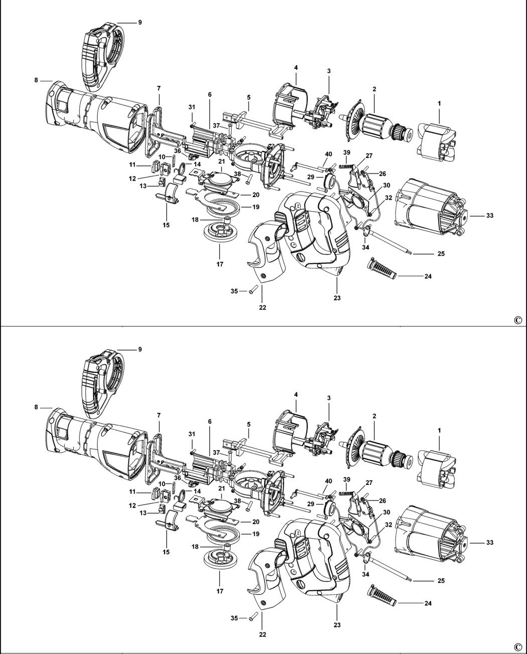 Black & Decker HPS9500RS Type 1 Reciprocating Saw Spare Parts