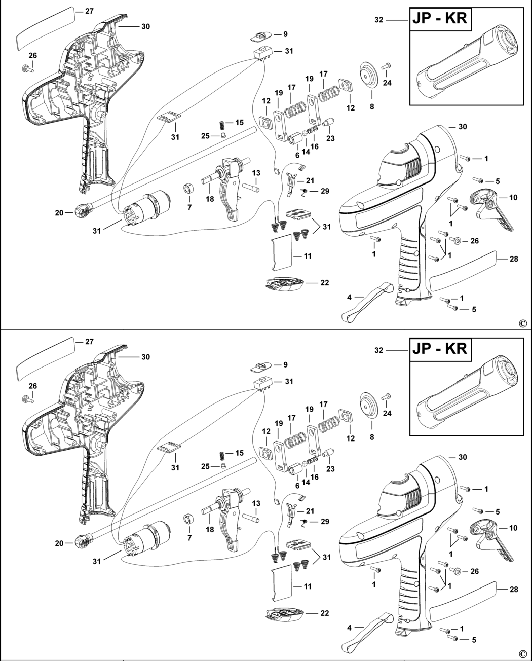 Black & Decker CG100 Type 1 Caulk Gun Spare Parts