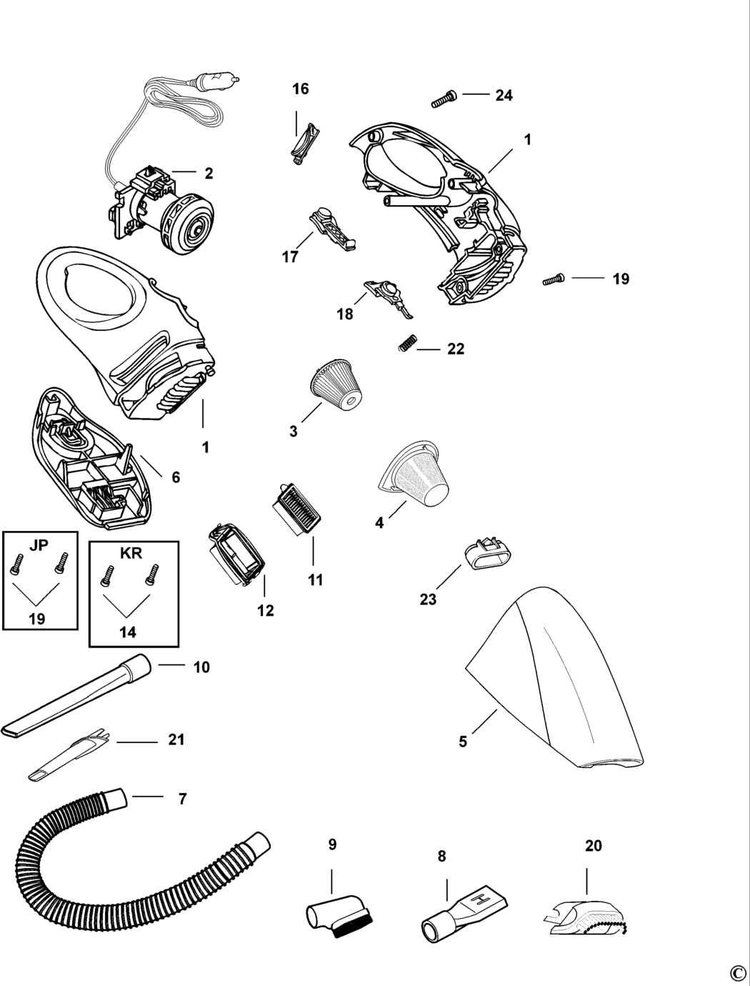 Black & Decker Z-ACV1205 Type 1 Car Vac Spare Parts