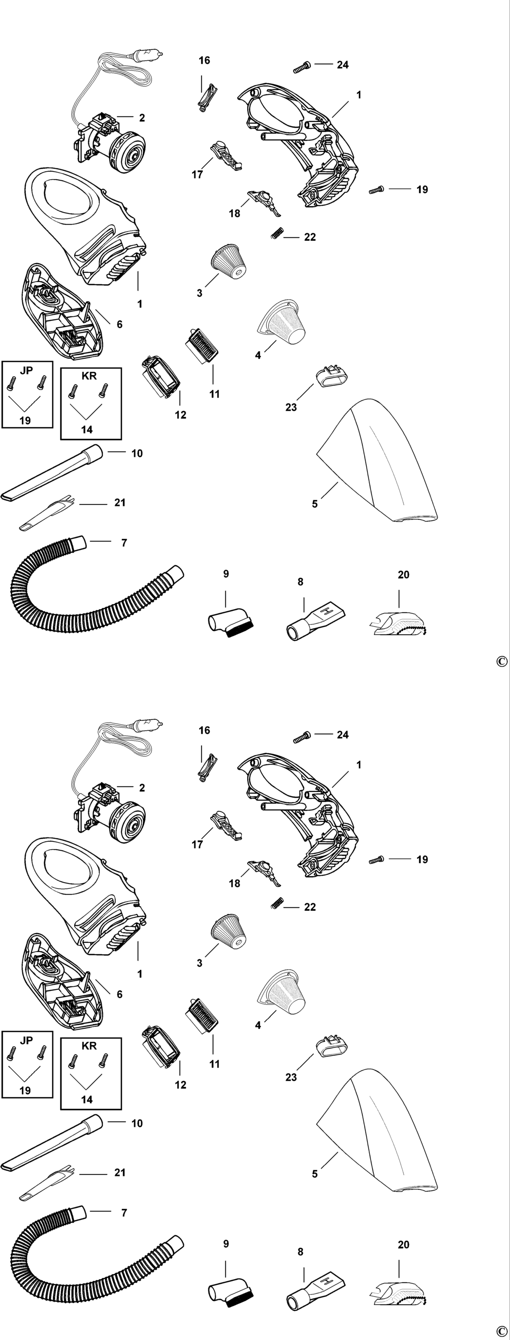 Black & Decker ACV1205 Type 1 - AS Car Vac Spare Parts