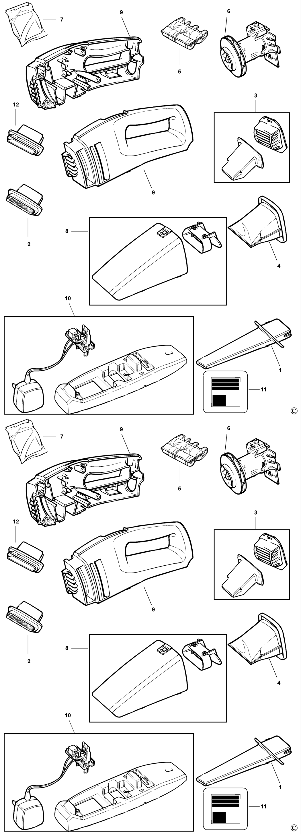 Black & Decker DB360 Type 1 Dustbuster Spare Parts