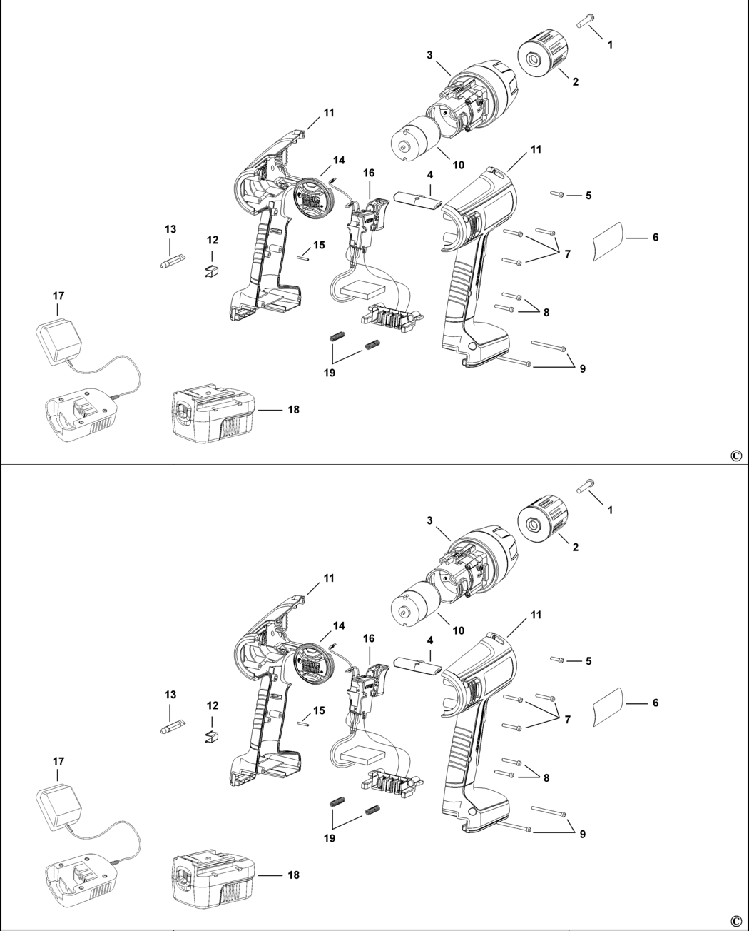 Black & Decker FS14PS Type 1 C'less Drill/driver Spare Parts