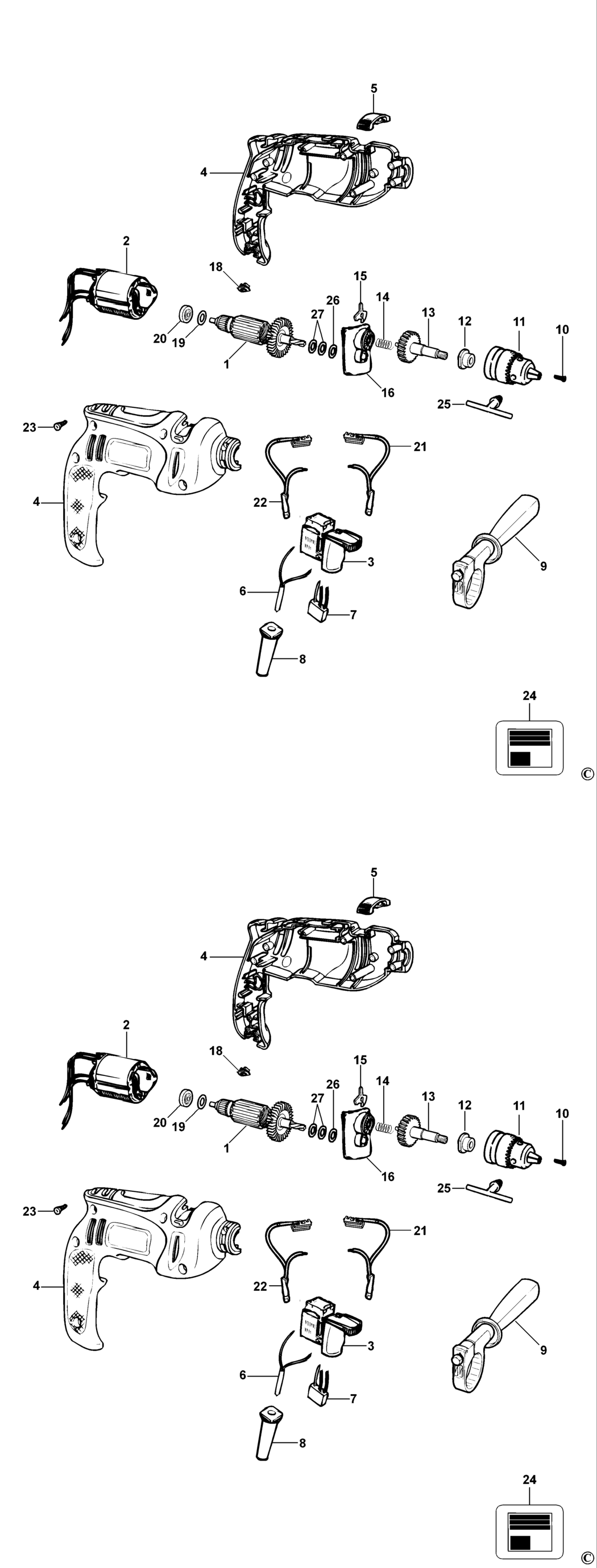 Black & Decker HM13 Type 1 Drill Spare Parts