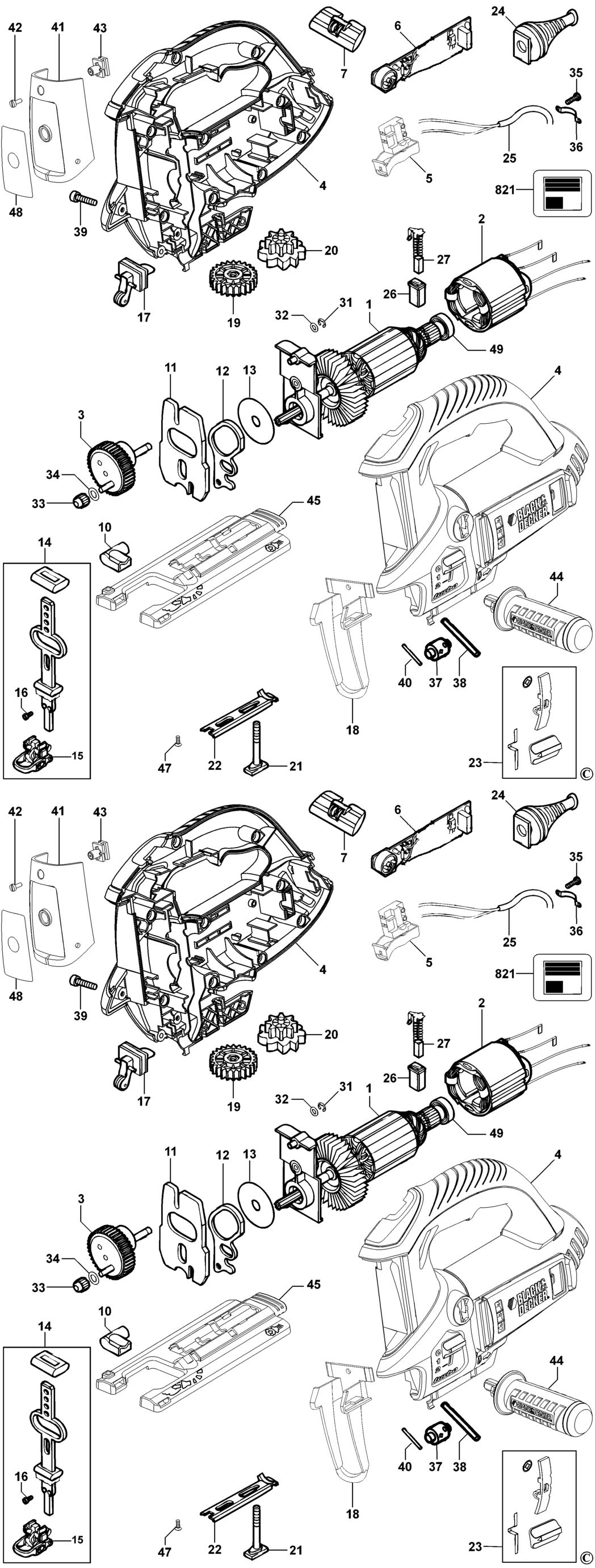 Black & Decker HPS6000JSL Type 1 Jigsaw Spare Parts