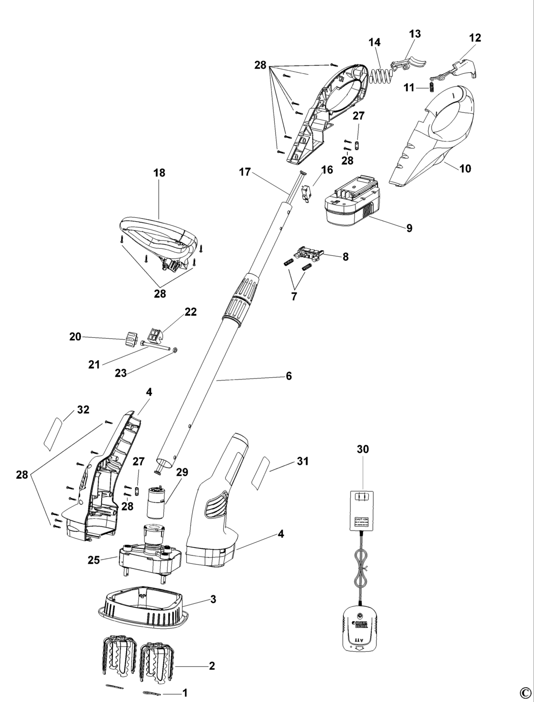 Black & Decker GXC1000 Type H1 Power Weeder Spare Parts