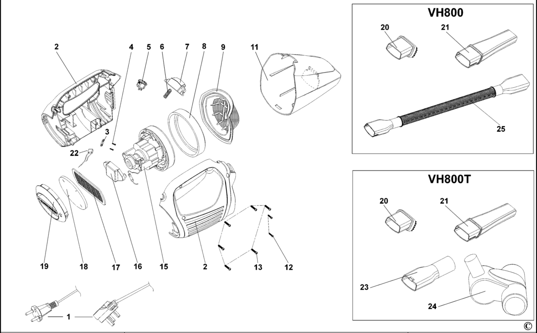 Black & Decker VH800 Type 1 Dustbuster Spare Parts