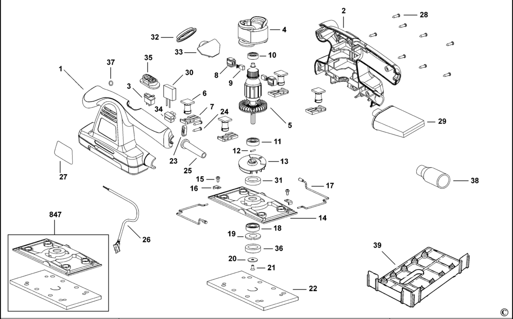 Black & Decker KA197 Type 1 - AS Orbital Sander Spare Parts