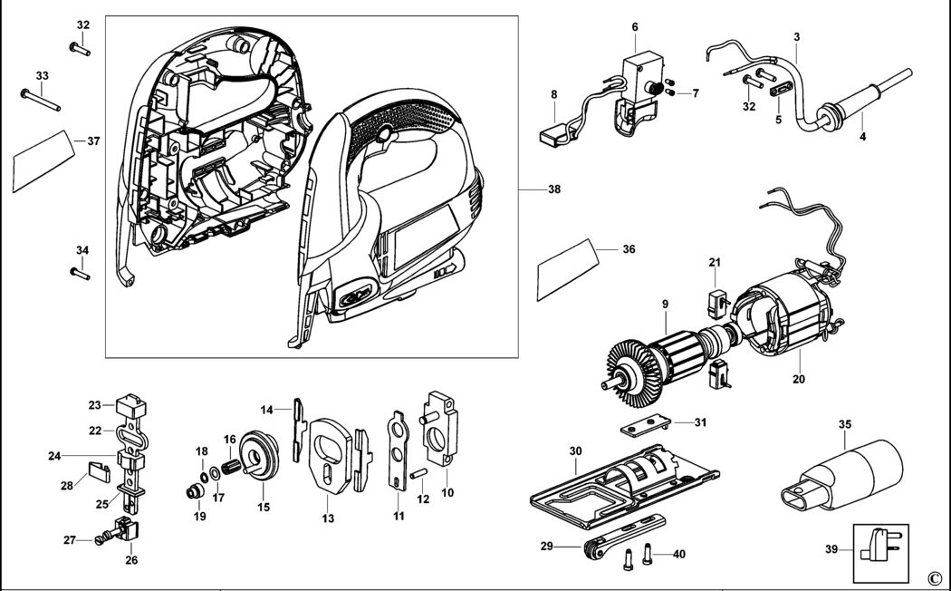 Black & Decker KS601E Type 1 Jigsaw Spare Parts