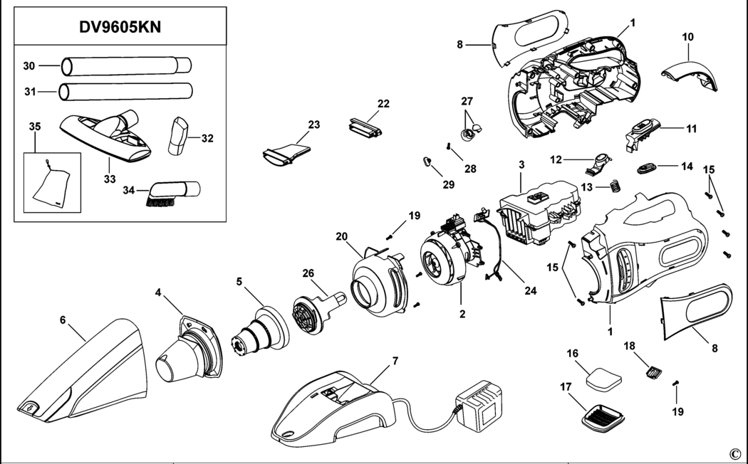 Black & Decker DV1205 Type H1 Dustbuster Spare Parts