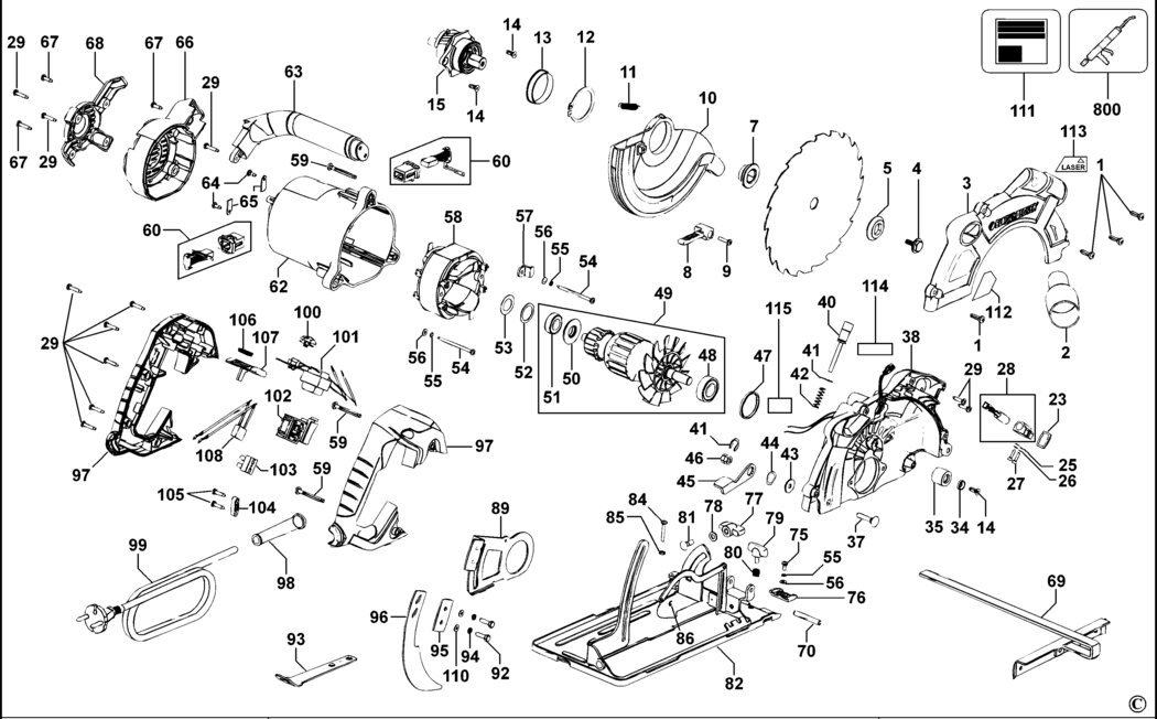 Black & Decker KS1500L Type 1 Circular Saw Spare Parts