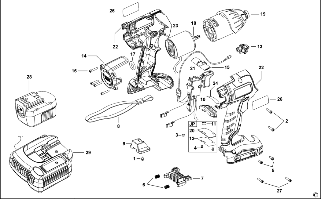 Black & Decker SXR12 Type 1 Impact Driver Spare Parts