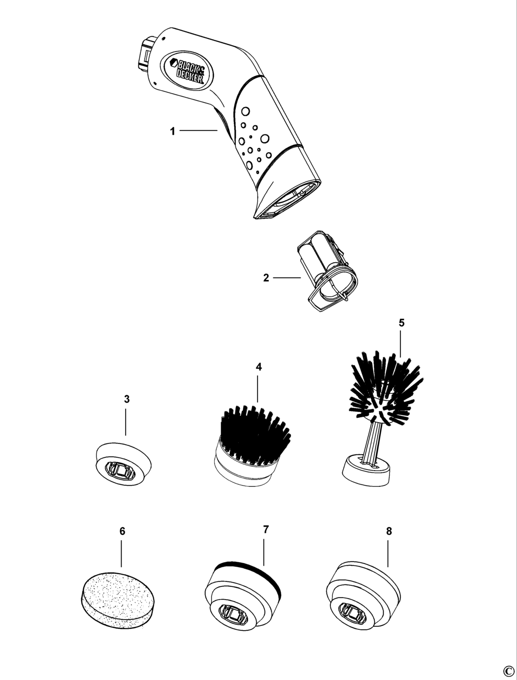 Black & Decker PKS160 Type 1 Scrubbrusher Spare Parts