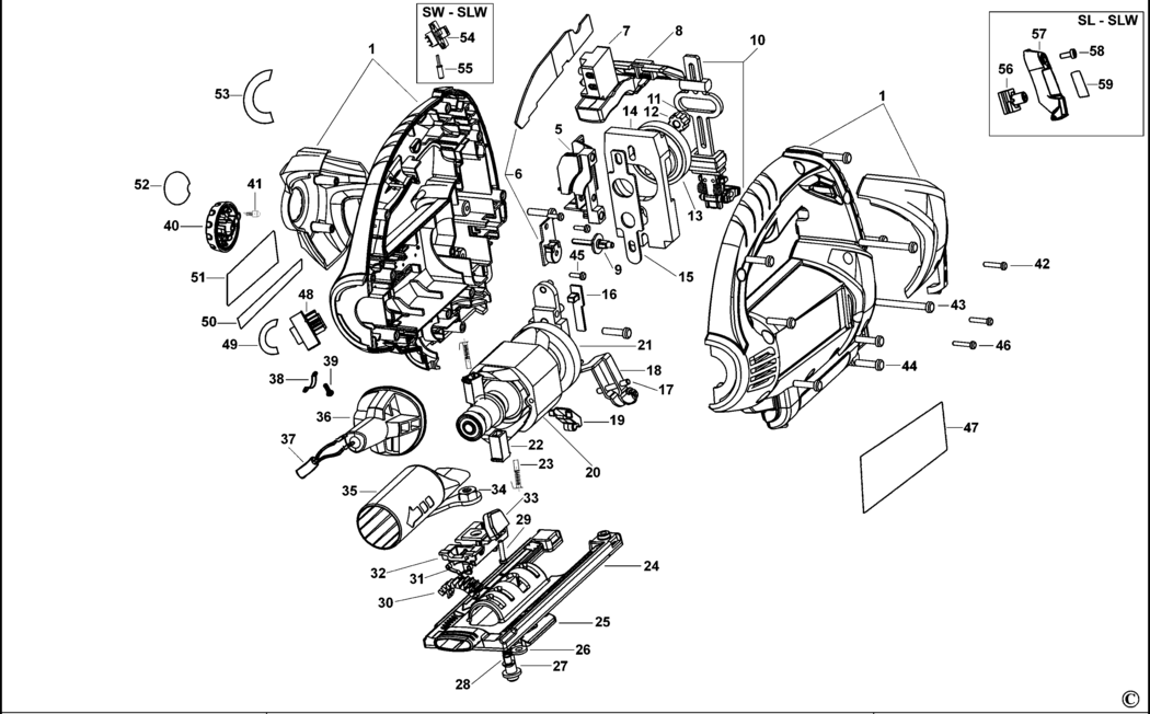 Black & Decker KS950S Type 1 Jigsaw Spare Parts