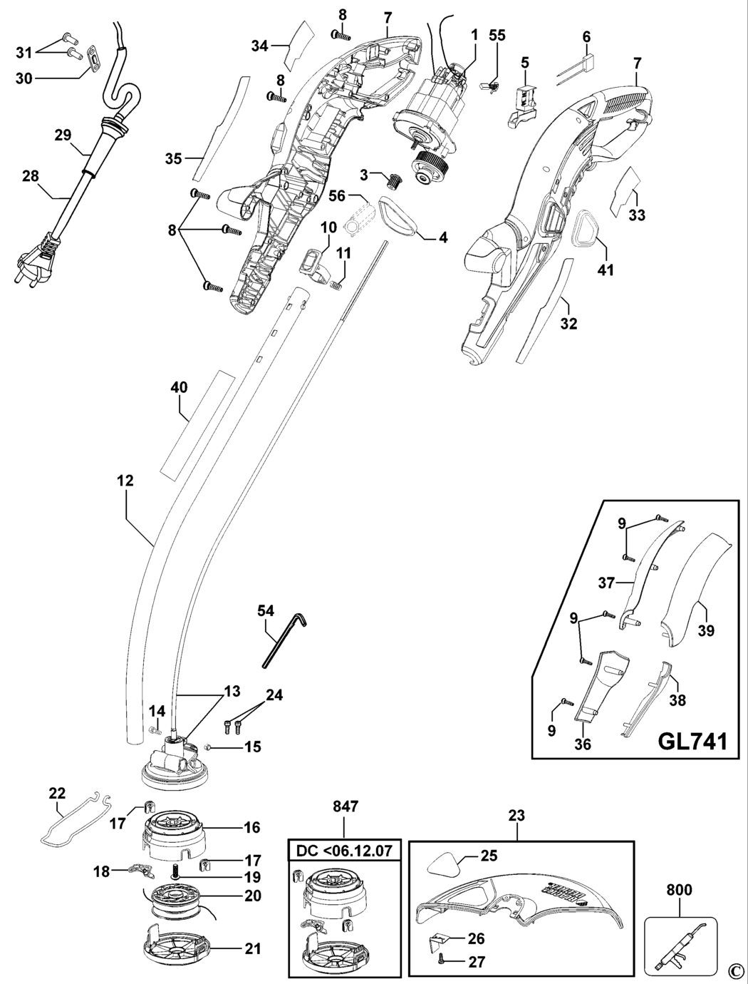 Black & Decker GL720 Type 2 String Trimmer Spare Parts