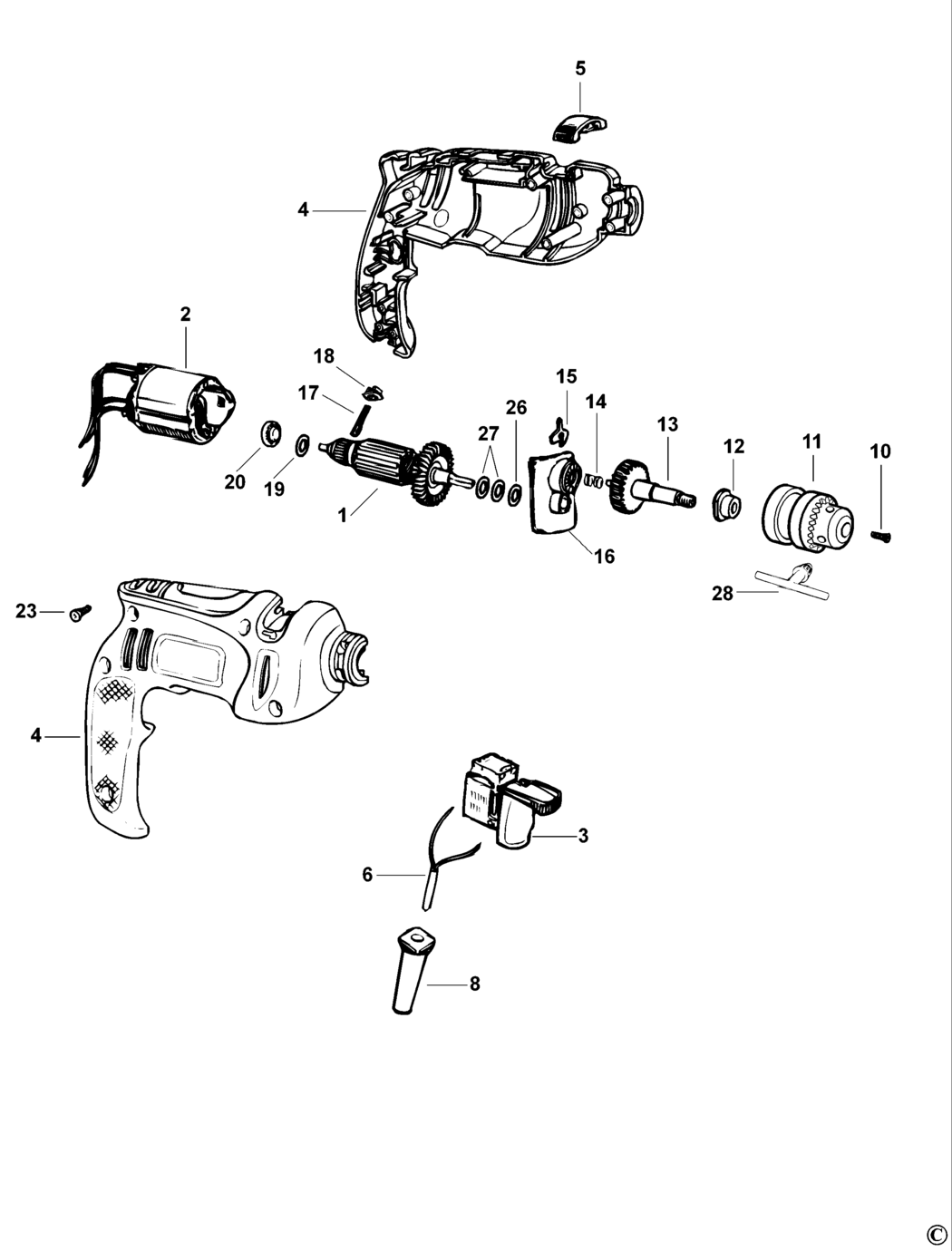 Black & Decker HK400 Type 1 Hammer Drill Spare Parts