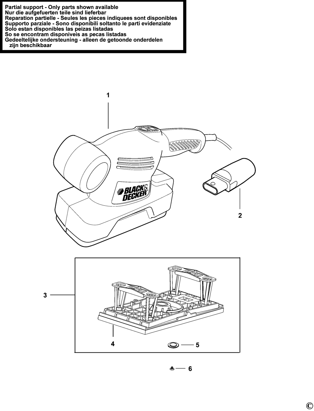 Black & Decker KA300 Type 1 Sander Spare Parts